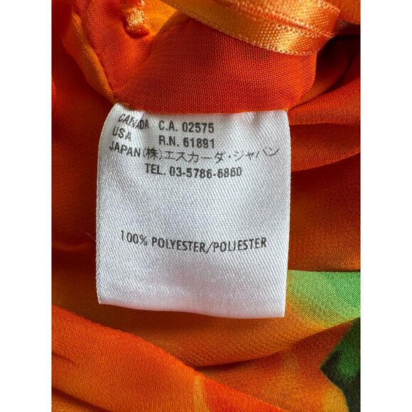 Escada Vintage Orange Flowy Floral Blouse Size 6 - Picture 9 of 9